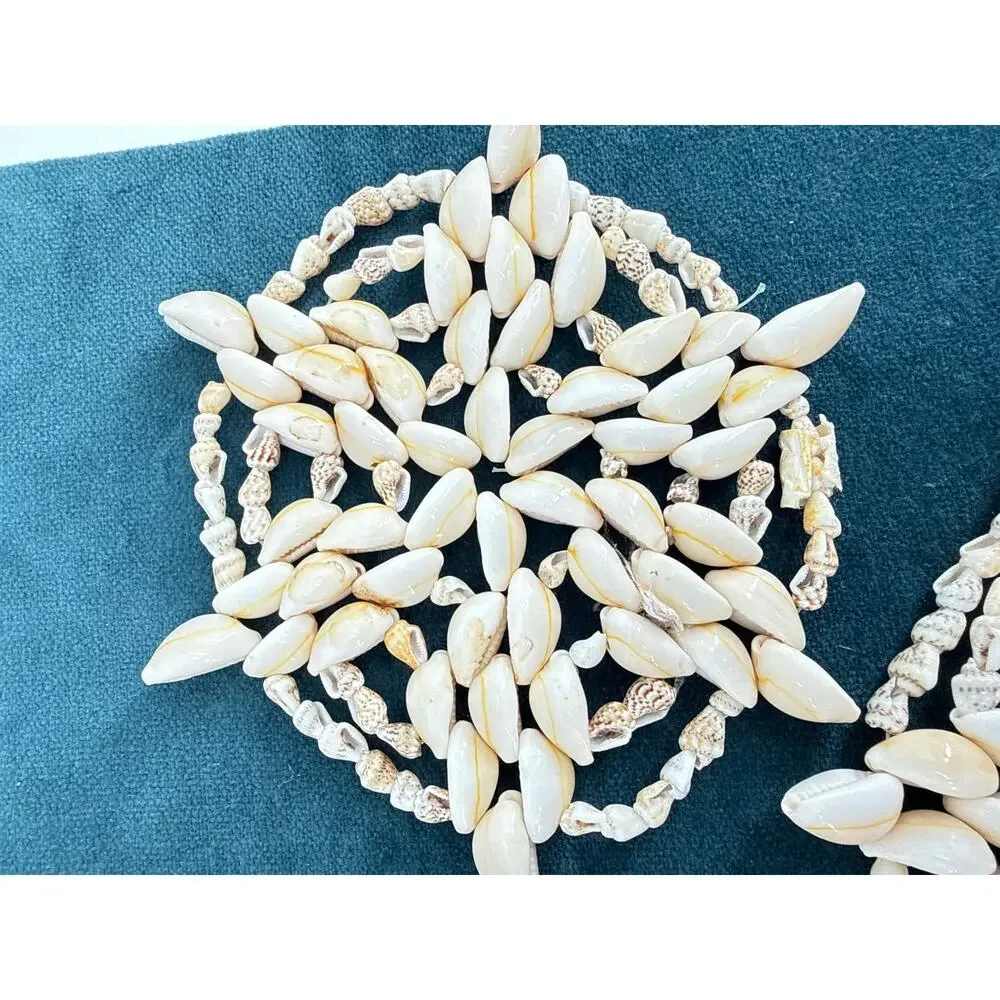Seashell Placemat Trivet Hot Pad 15 Inch With 2 Coasters Boho Coastal Decor